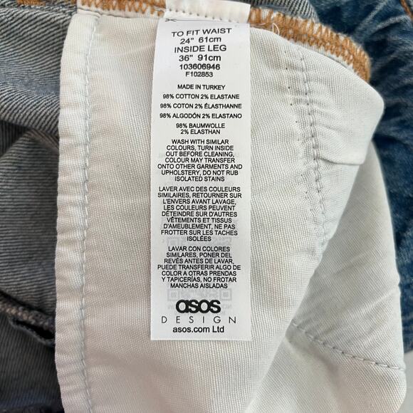 ASOS Mid Rise Comfort Stretch Straight Leg in Mid wash Size W24/L34 - Picture 9 of 10